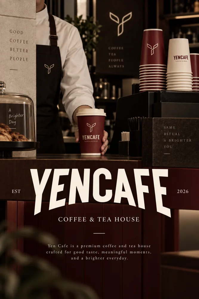 YENCAFE café counter and packaging